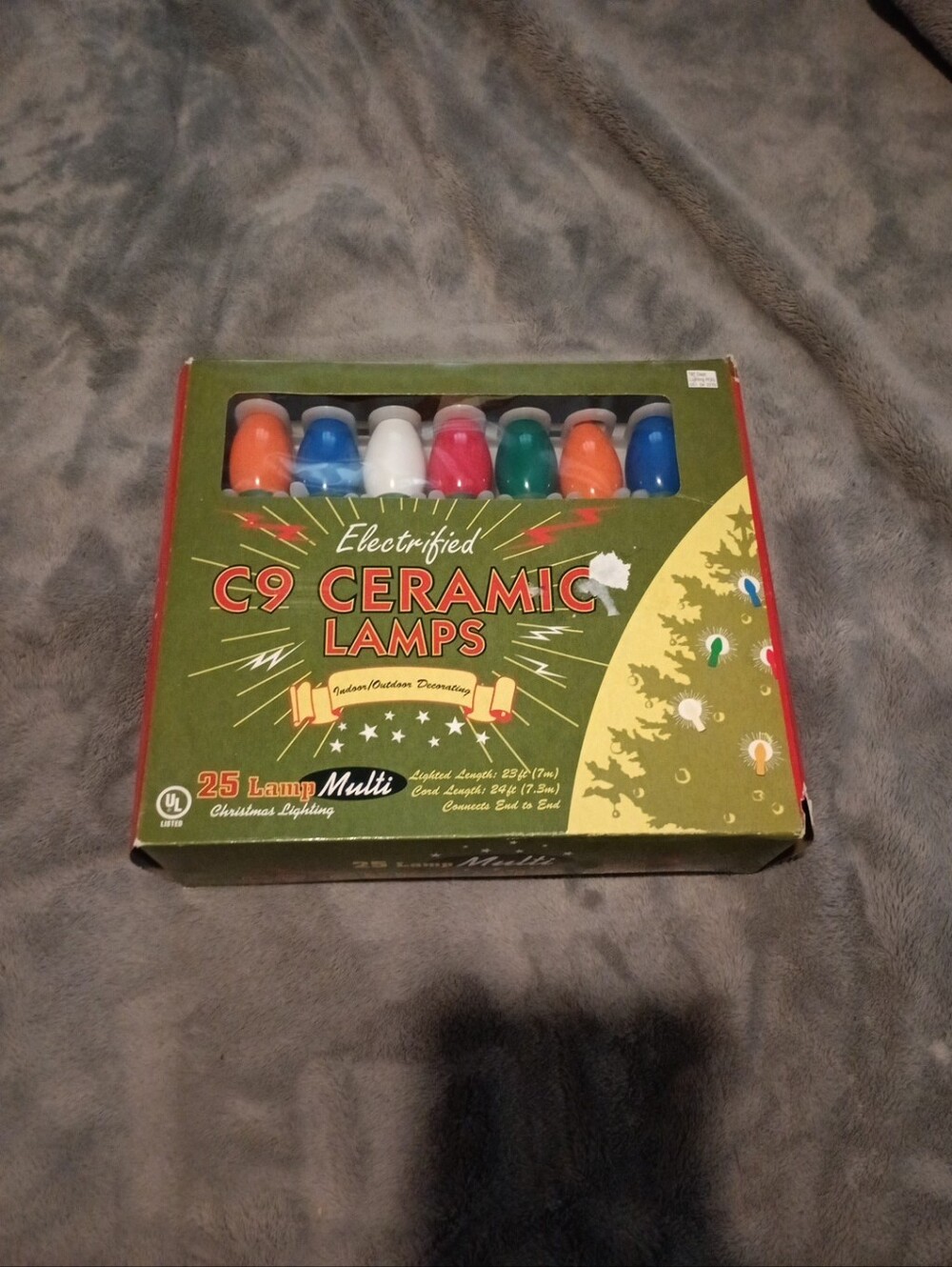 Vintage 25 Count Holiday Multicolor C9 Ceramic Indoor-Outdoor Christmas Lights